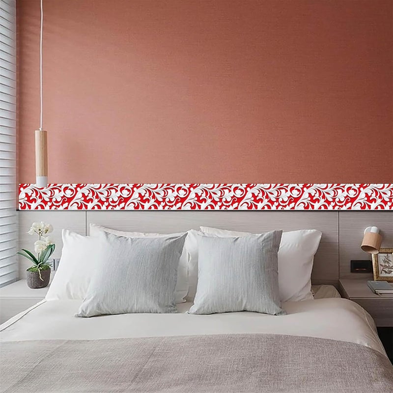IVN Wallpaper Border Baroque Red Floral Embossed Pattern Design 4x196 Inch Peel and Stick Wallpaper Border for Mirror Frame Bathroom Laundry Room Pool Area Living Room Wall Decor - Image 4